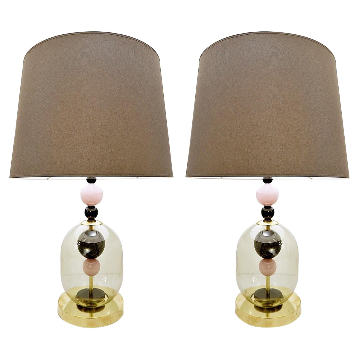 Pair of Italian Table Lamps in Murano Glass For Sale at 1stDibs
