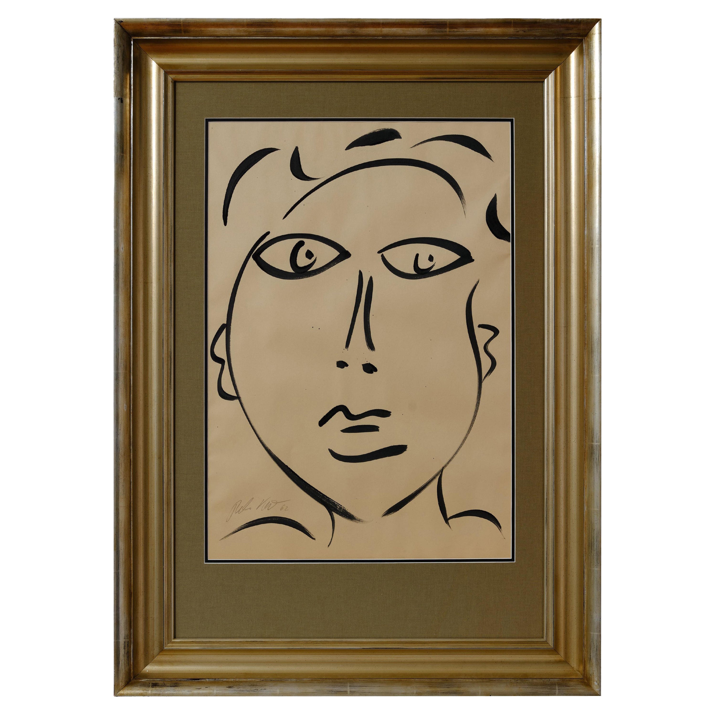 Painting by Peter Keil, New Silver Wood Frame with Linen Mating, Acrylic, 1962