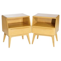 Pair Mid-Century Modern Heywood Wakefield Night Stands with Drawer, Wheat, c1950