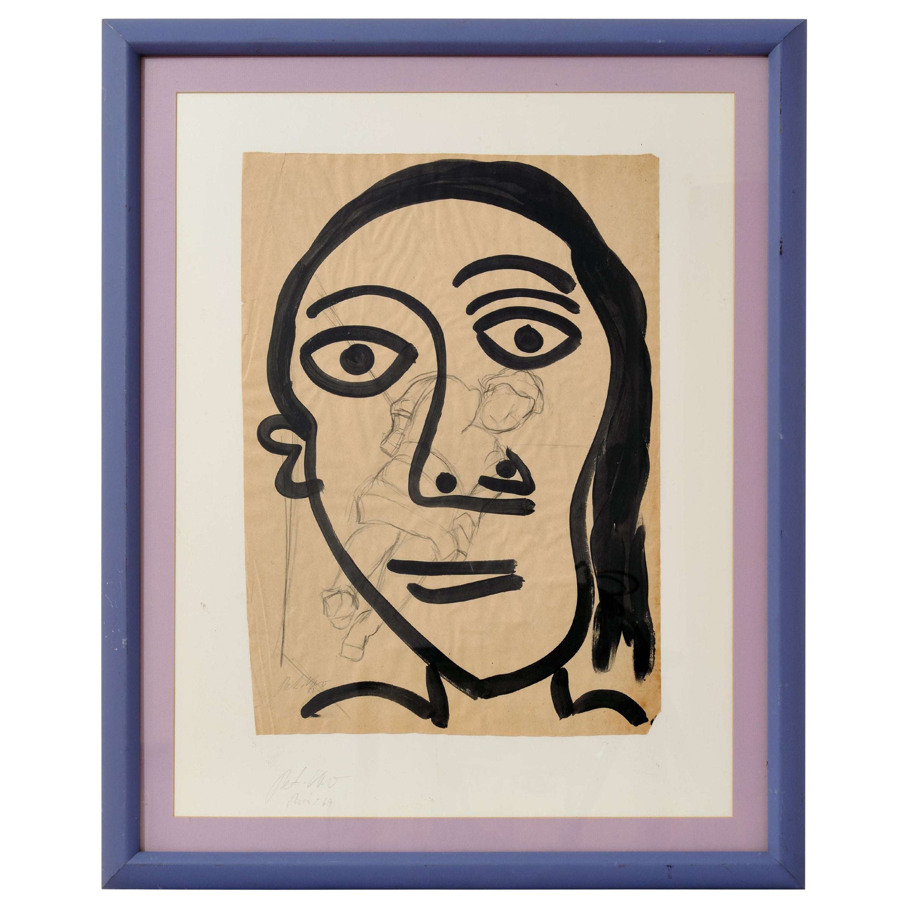 Quadro di Peter Keil, Arte moderna di metà secolo, dipinto a Parigi, 1967, su carta