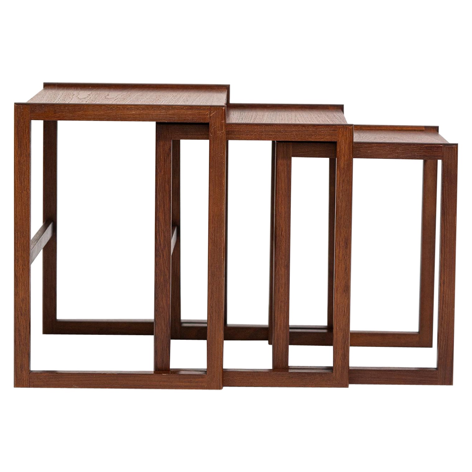 Teak and Mahogany Dream; Nest of Three Tables from 1960s, Sweden For Sale