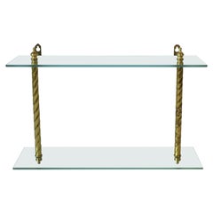 Brass and Glass Wall Shelf with Finial Detail