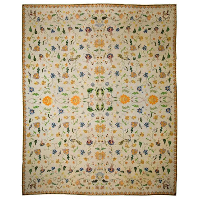 Fine Vintage Portuguese Needlepoint Carpet For Sale at 1stDibs
