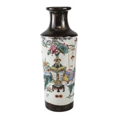 Vintage Chinese Porcelain Vase, Xiangtuiping Shaped, Qionlong Mark, circa 1940