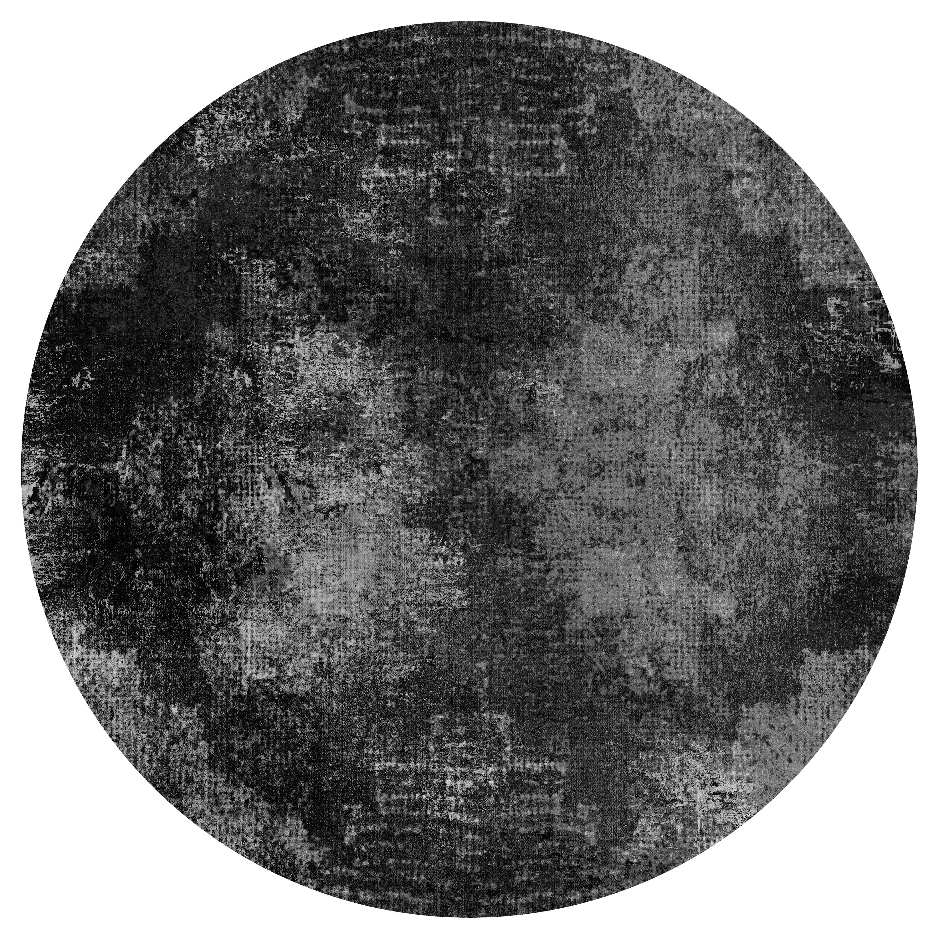 Moooi Small Quiet Collection Erosion Moon Round Rug in Low Pile Polyamide For Sale