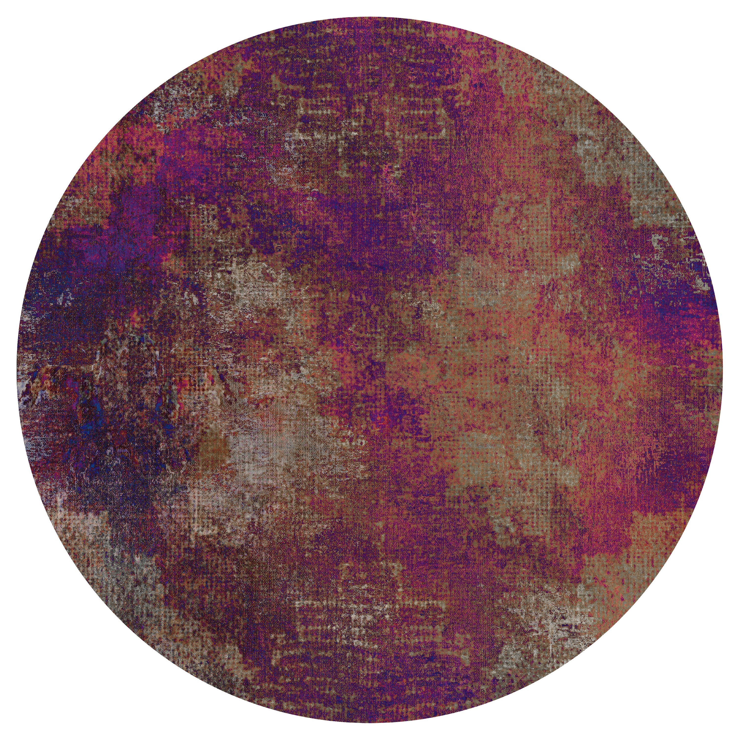 Moooi Small Quiet Collection Erosion Rhodonite Round Rug in Low Pile Polyamide