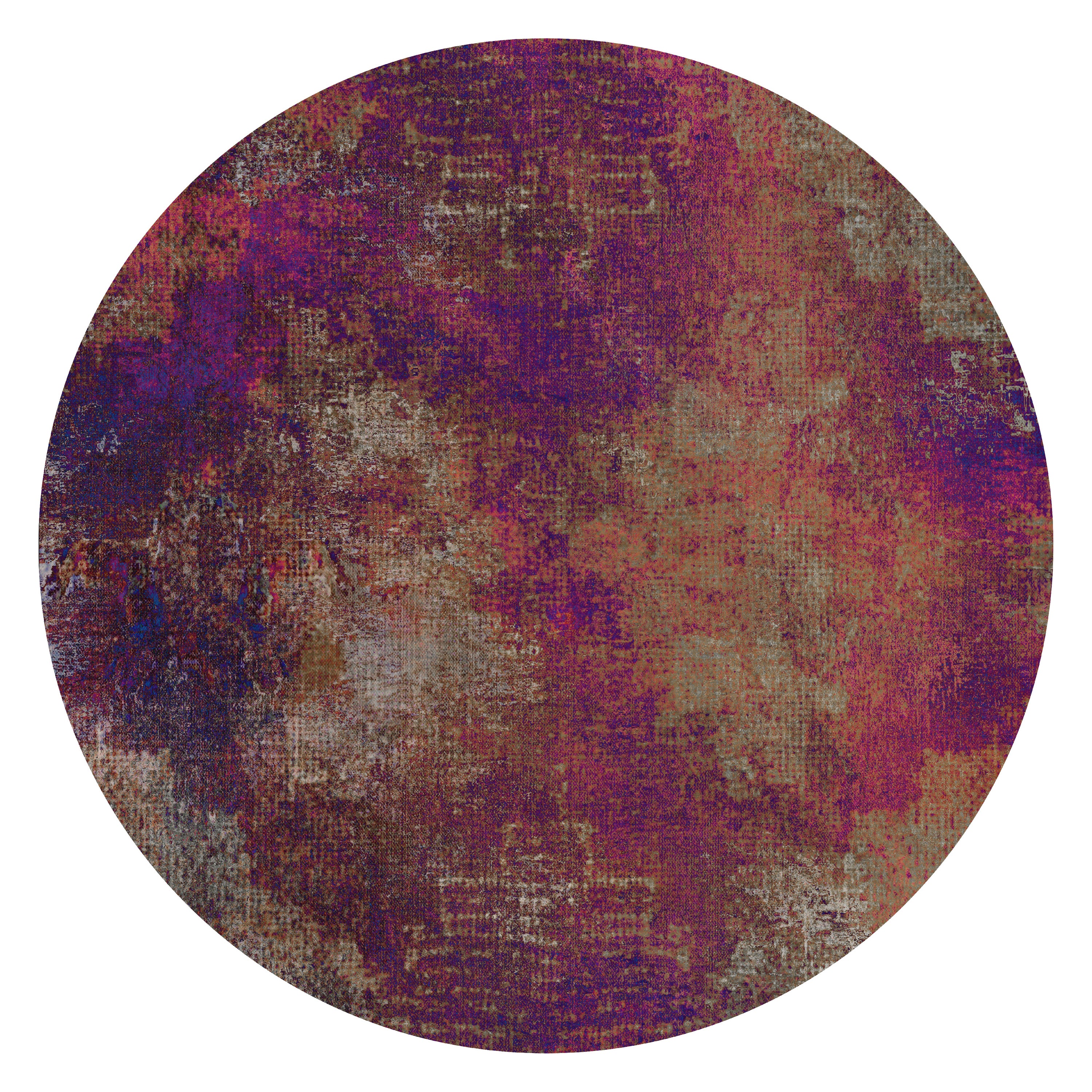 Moooi Large Quiet Collection Erosion Rhodonite Round Rug in Low Pile Polyamide