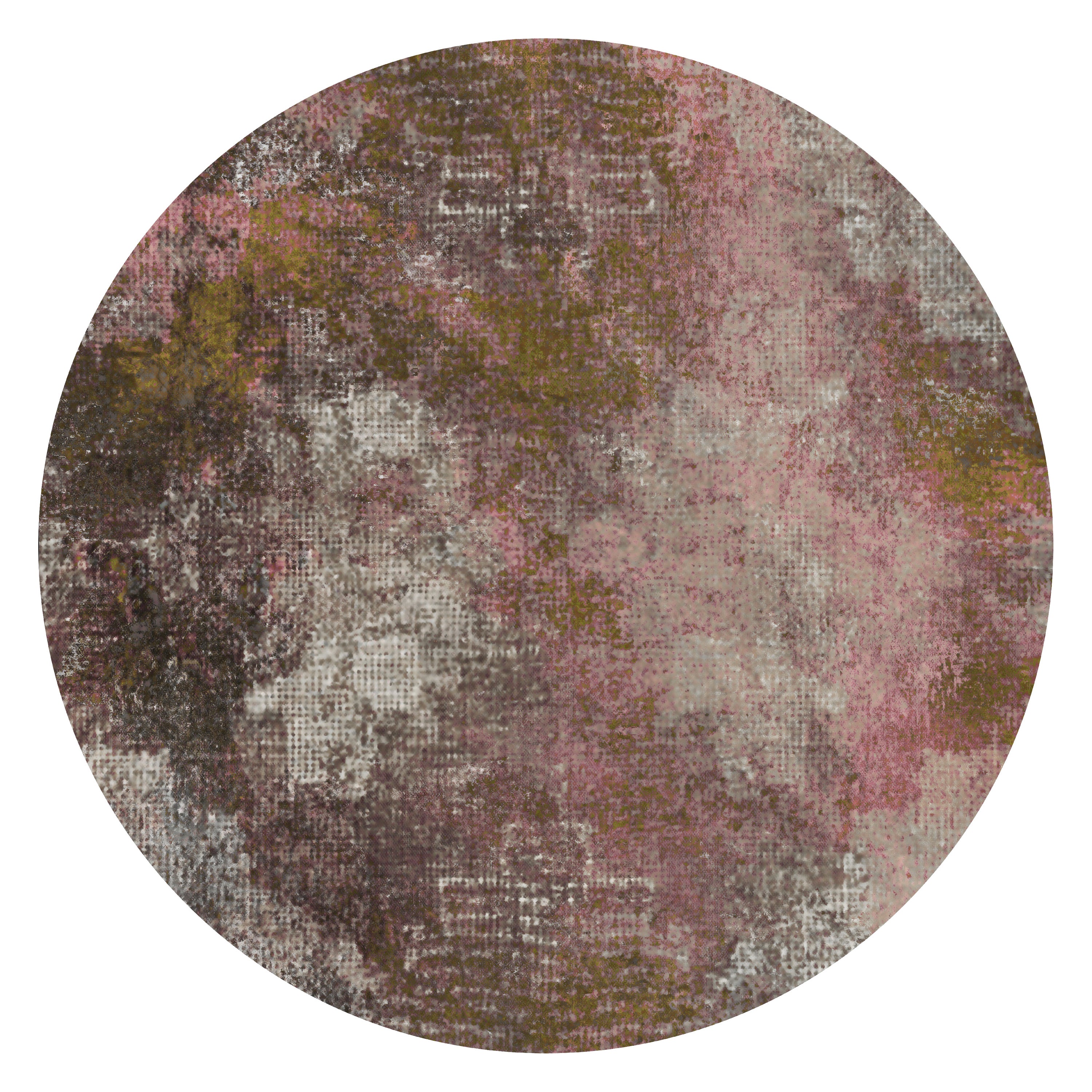 Moooi Small Quiet Collection Erosion Rosegold Round Rug in Low Pile Polyamide For Sale