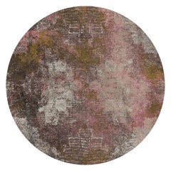 Tapis rond érodé de la collection Moooi Small Quiet en polyamide et fil doux couleur or rose