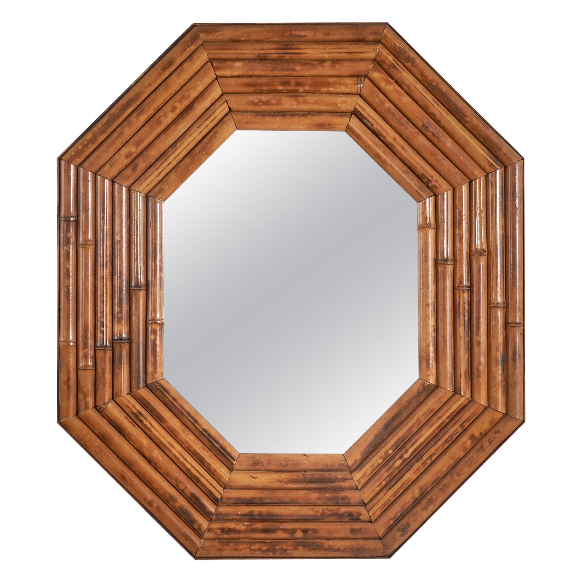 American Designer, Wall Mirror, Bamboo, Mirror, United States, 1950s For Sale