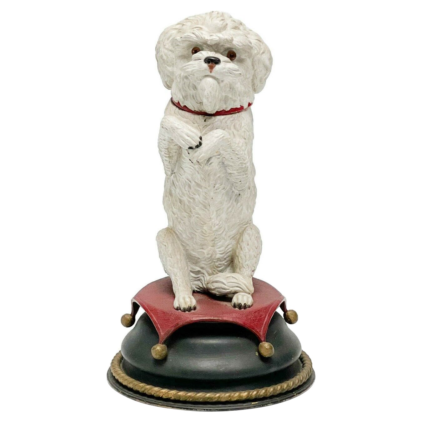 Austrian Novelty Cold Painted Bronze Inkwell Modelled as a White Dog, circa 1910 For Sale