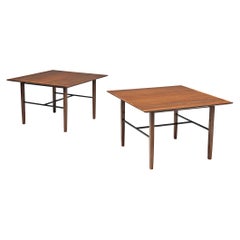 Rare Harry Bertoia for Knoll Pair of Side Tables in Walnut
