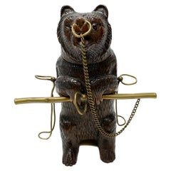 Hand Carved Figural Bear Tobacco and Pipe Stand, c1900