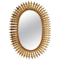 Danish Modern Wall Mirror in Gold Plated Metal, Illums Bolighus, Made in 1970s