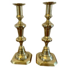 Paar antike viktorianische Messing-Kerzenständer aus Messing