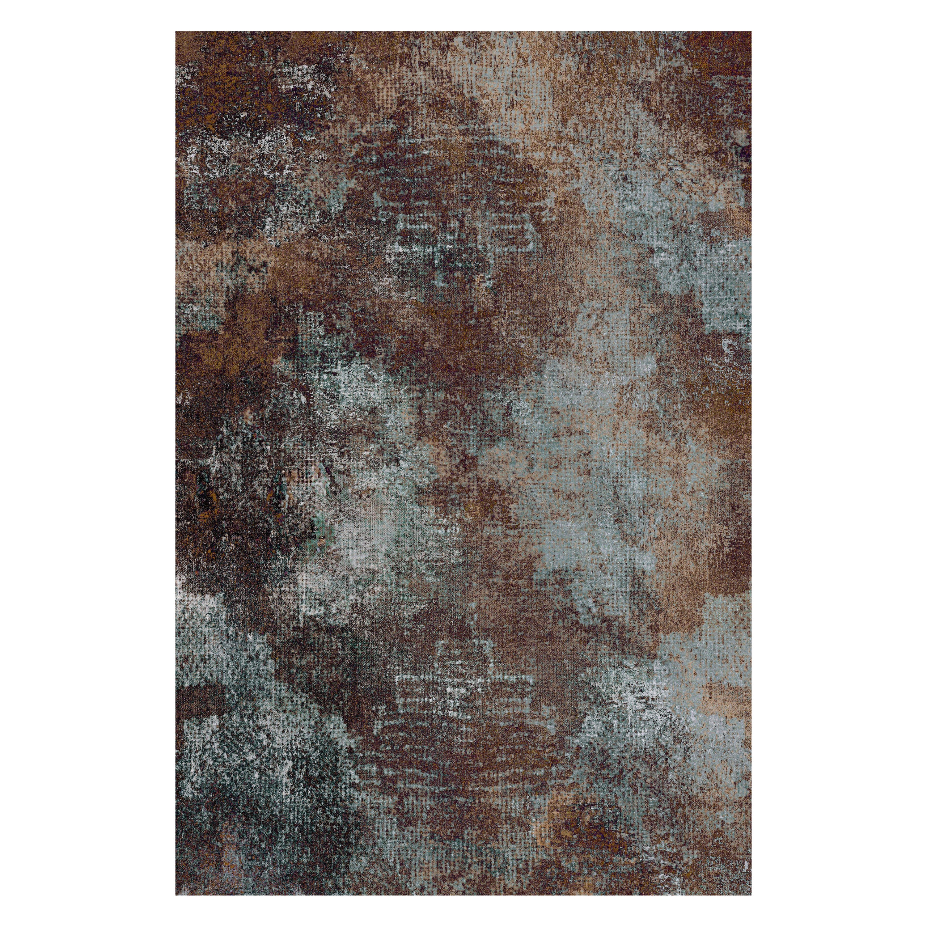 Moooi Small Quiet Collection Erosion Rust Rectangle Rug in Wool For Sale
