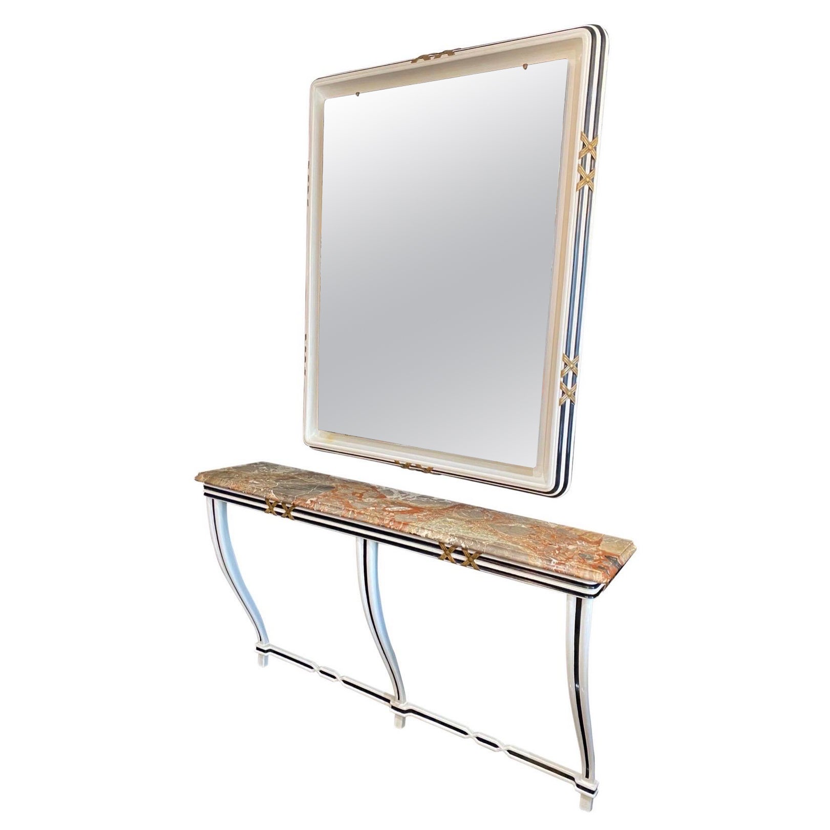 Art Deco Osvaldo Borsani Console Table & Large Mirror