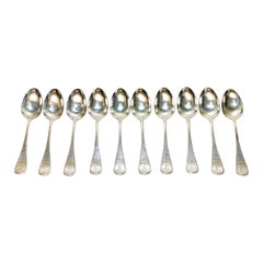 10 Tiffany & Co. Sterling Silver Tablespoons in Antique Ivy, Monogram "J"