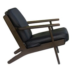 Vintage Danish Dark Oak Lounge Chair GE290 by Hans J. Wegner, 1970s