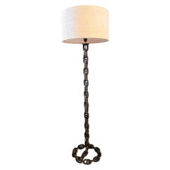 Brutalist 1970s Heavy Metal Chain Floor Lamp in the Manner of Franz West