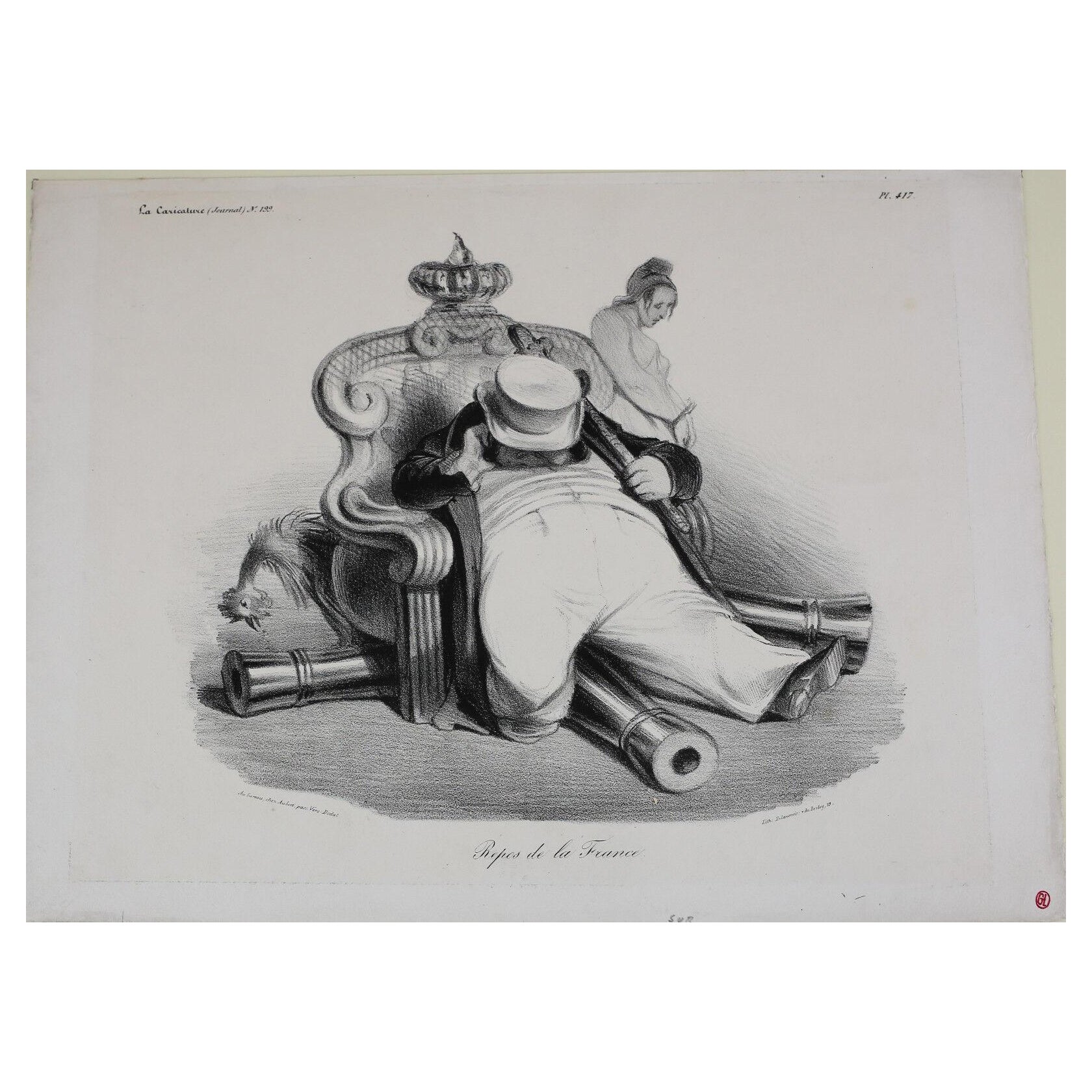 Lithograph Titled Rest of France Print by Honore Daumier For Sale