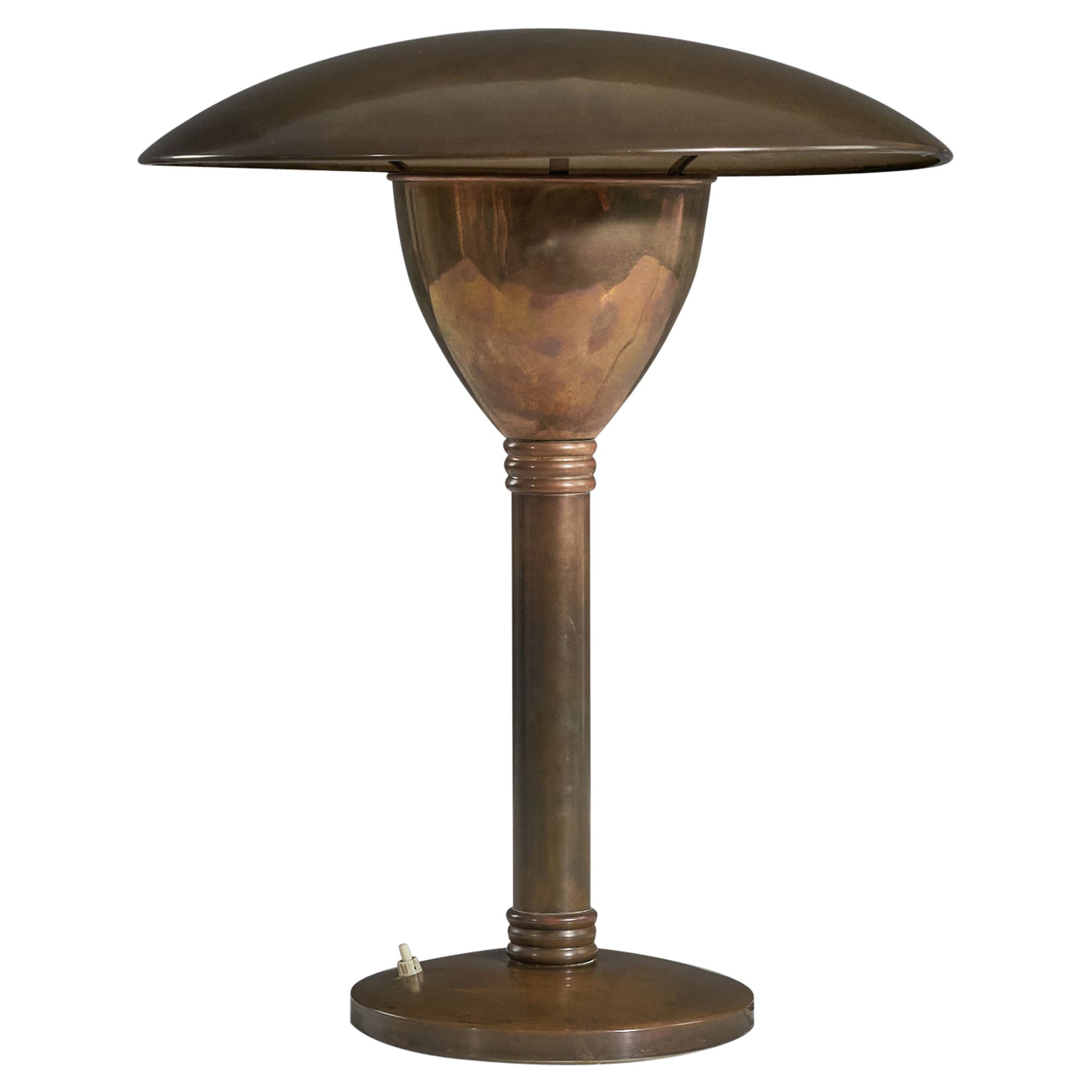 Italian Designer, Table Lamp, Brass, Italy, 1930s