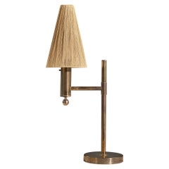 Bergboms, lampe de bureau, laiton, corde, Suède, années 1960