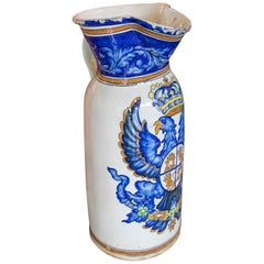 Antique 19th Century Spanish Hand Painted and Glazed Talavera Ceramic Jug