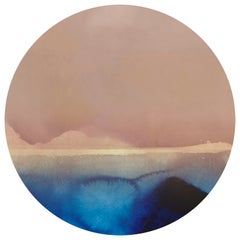 Tapis rond Horizon Sunrise de la collection Moooi Small Quiet en polyamide à poils bas