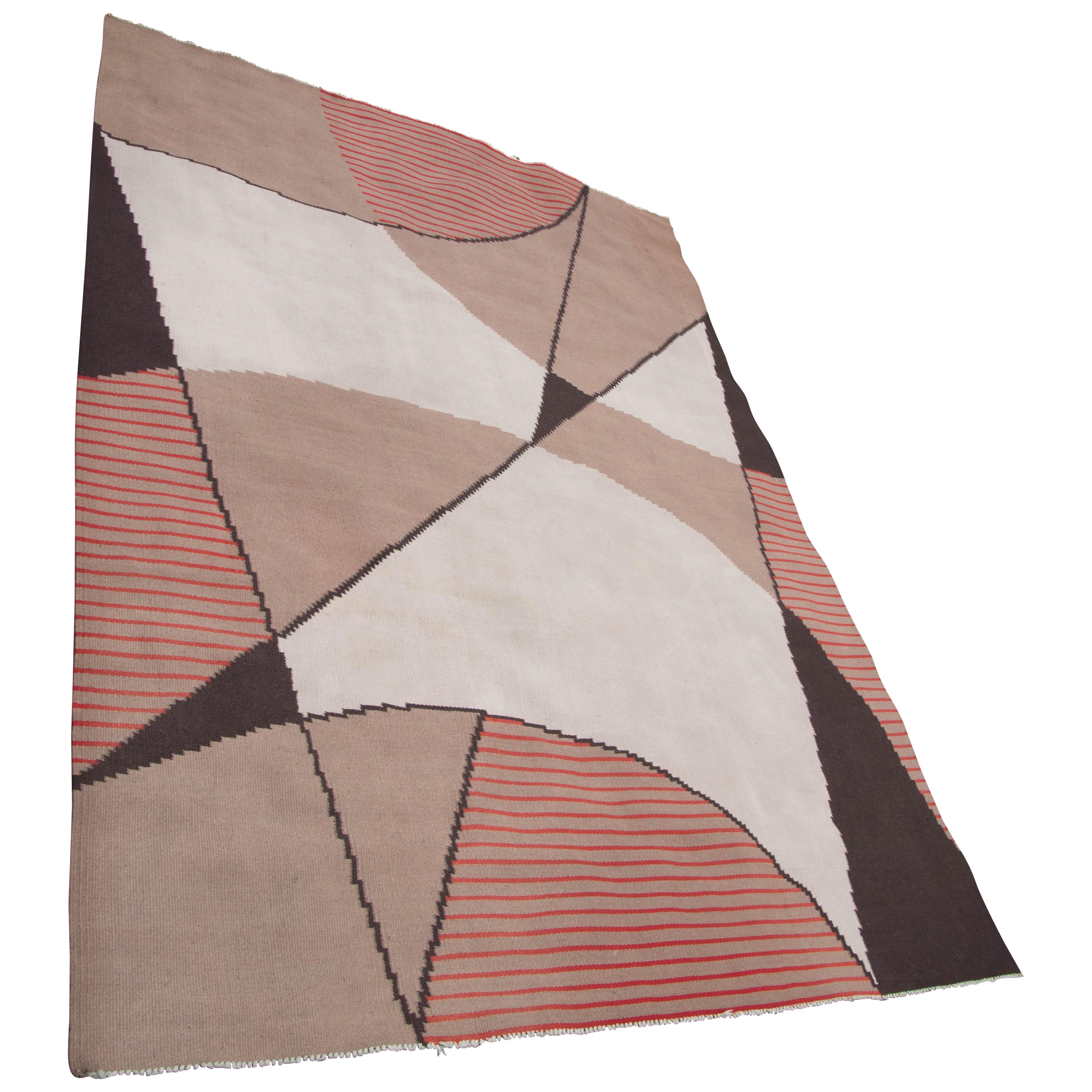 Abstract Geometric Carpet, Czechoslovakia, 1940s For Sale
