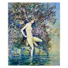 Vintage Henry Mortikar Rosenberg Oil on Canvas "Spring Water", 1945