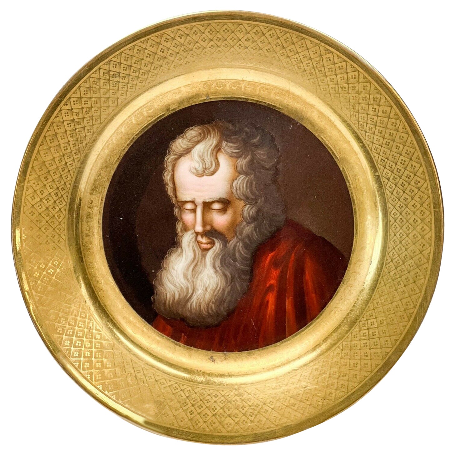 Denuelle France, portrait en porcelaine peint à la main d'une assiette de cabinet Plato, vers 1820