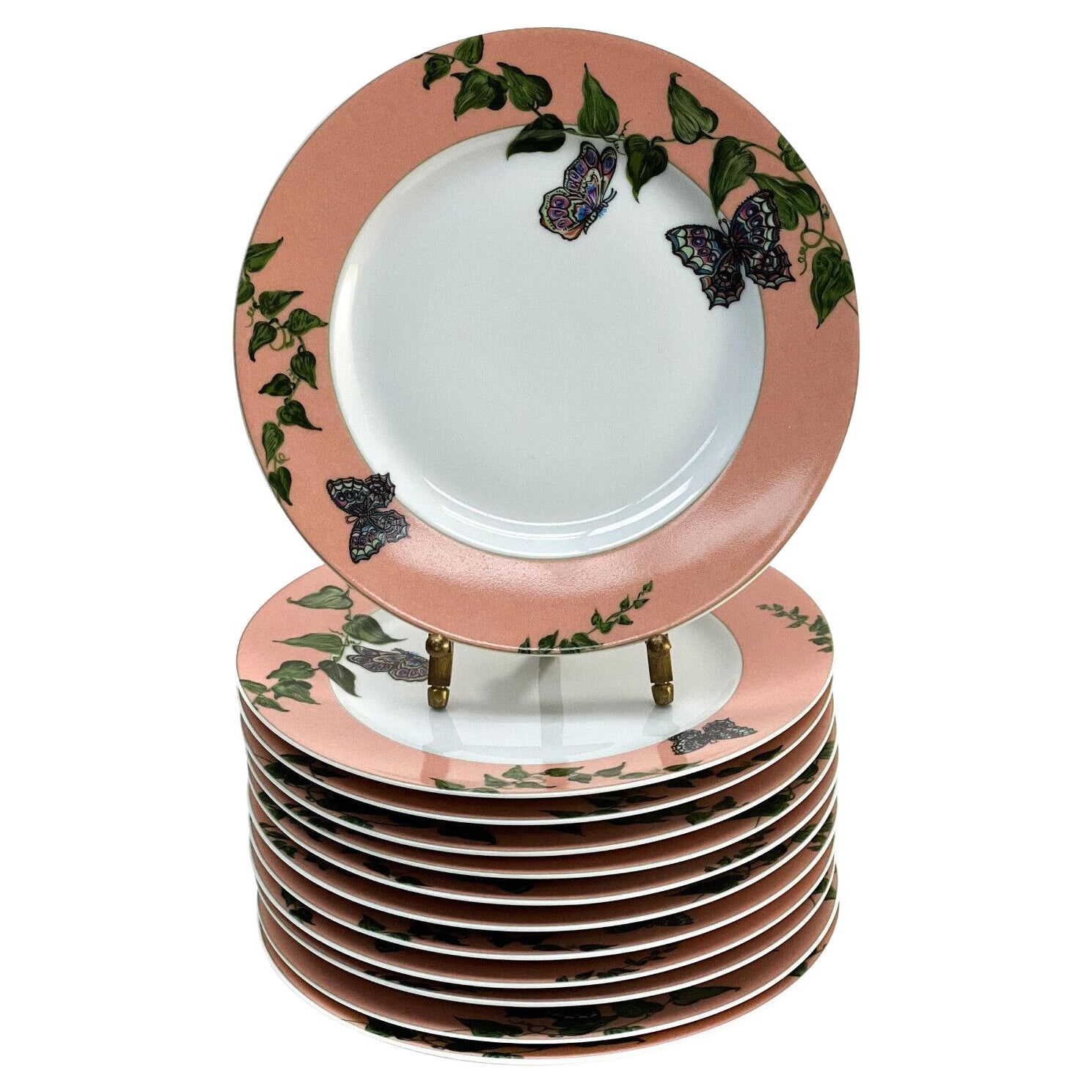 Set of 12 Christofle France Porcelain Bread Plates in Volubilis and