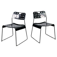 Italian Modern Black Steel Chairs Omstak by Rodney Kinsman Bieffeplast, 1970s