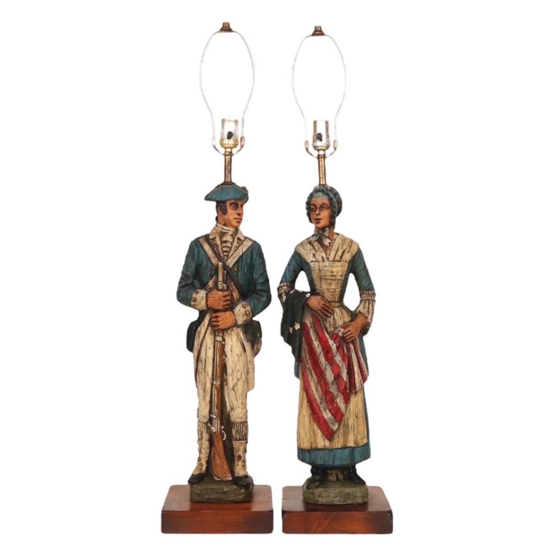 Betsy Ross & Minuteman Table Lamps, Set of 2 For Sale