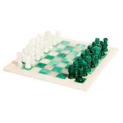 Italian Emerald Green Alabaster Marble Chess Set