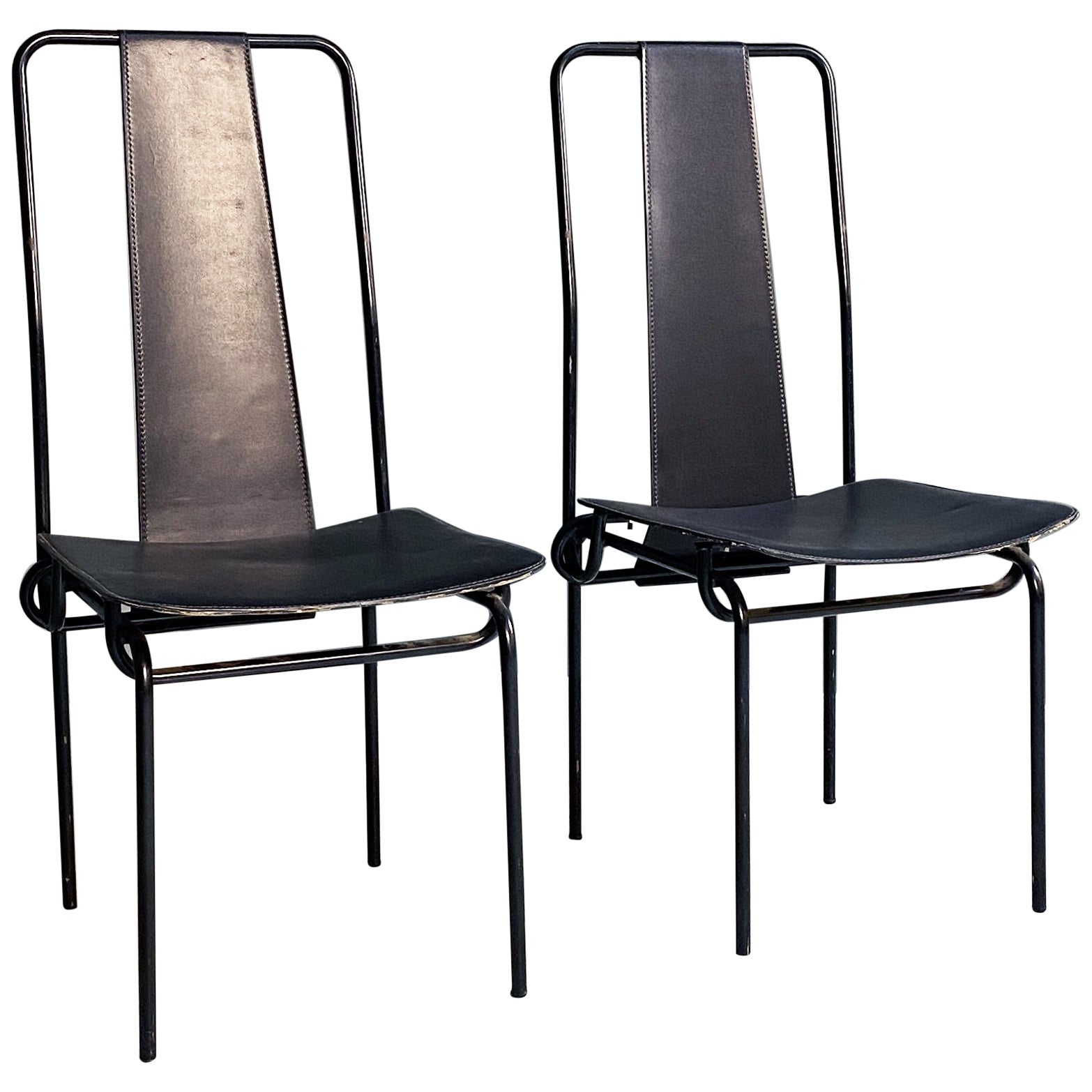 Italian modern Black chairs by Adalberto del Lago for Misura Emme, 1980s For Sale