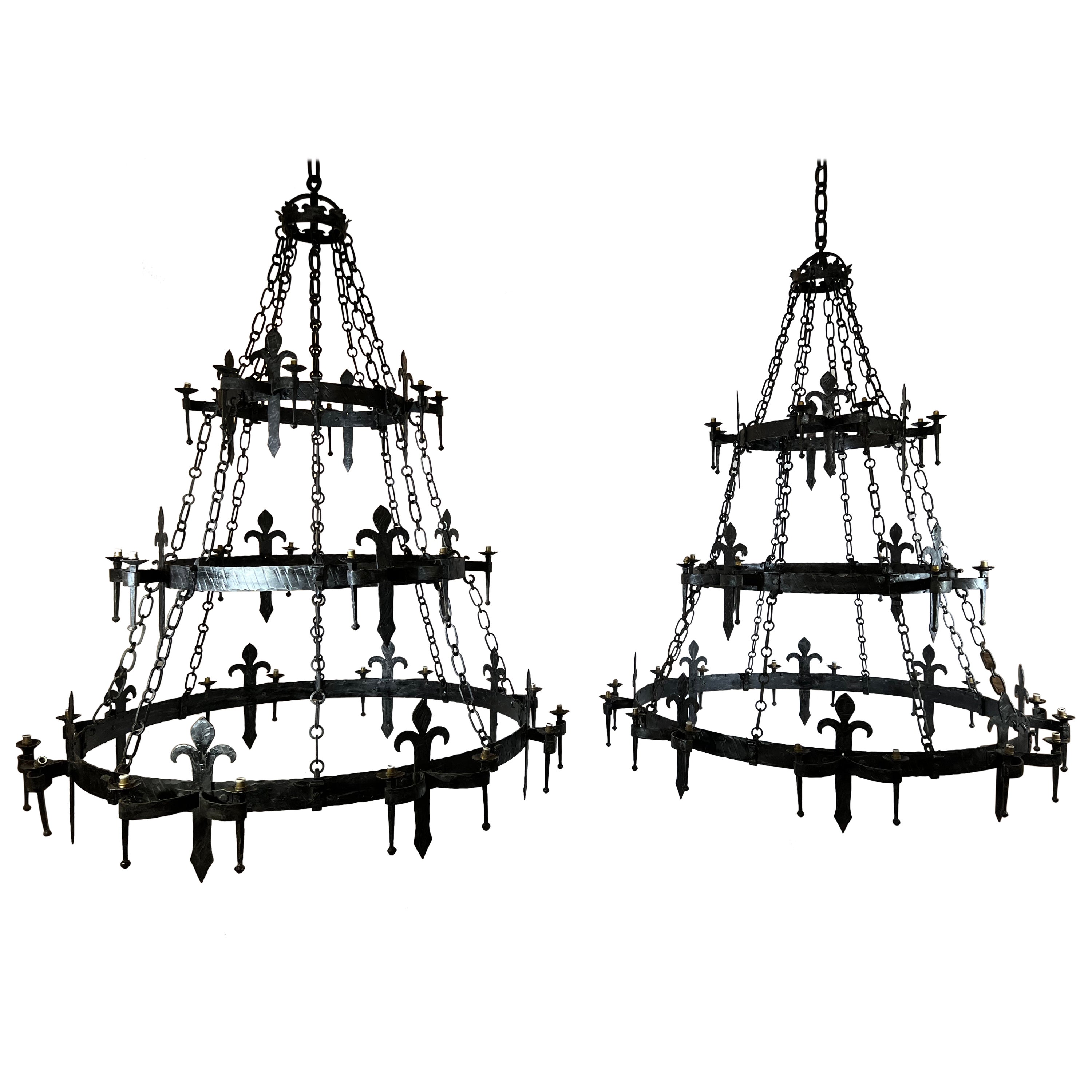 Pair of Iron Chandeliers For Sale at 1stDibs