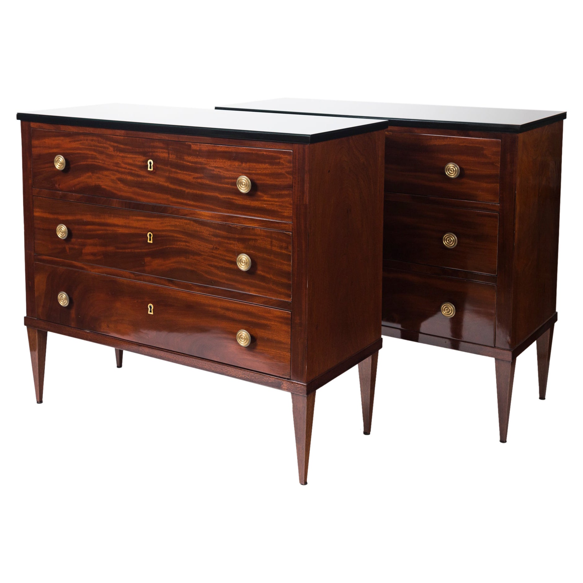 Sleek Pair of Continental Empire Chests of Drawers For Sale