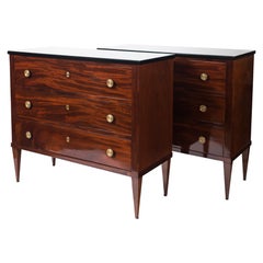 Sleek Pair of Continental Empire Chests of Drawers