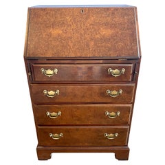 Vintage Burl Walnut Small Secretary Desk Table Chest