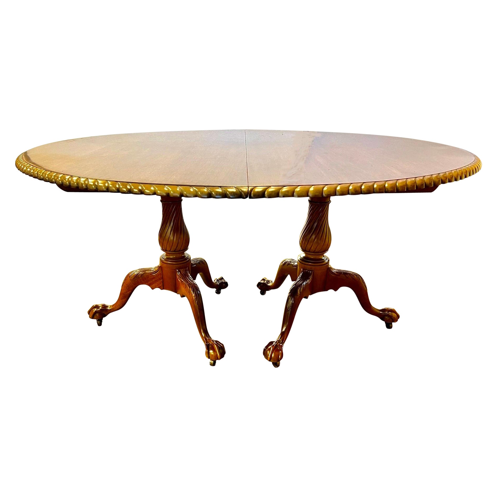 Antique Margolis Round Expandable Mahogany Dining Table to Ninety Six Inches