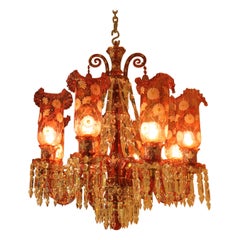 Beautiful Baccarat Crystal Chandelier in Ruby Red 8 arm 