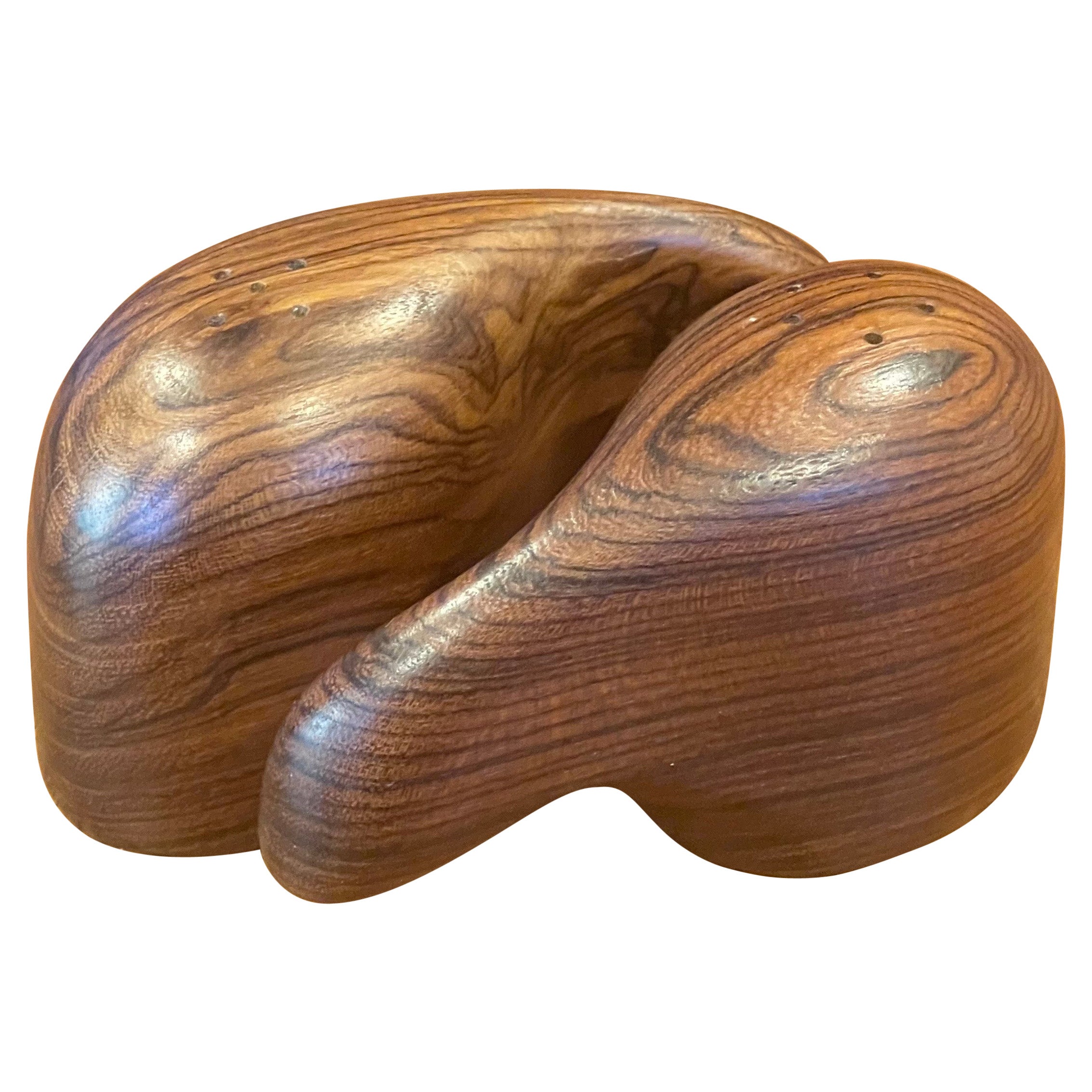 Pair of MCM Cocobolo Wood Minimalist Salt & Pepper Shakers by Don Shoemaker For Sale