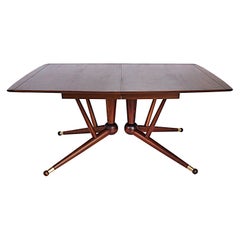 American Mid-Century Modernist Expandable Dining Table with Two Wood Leaves