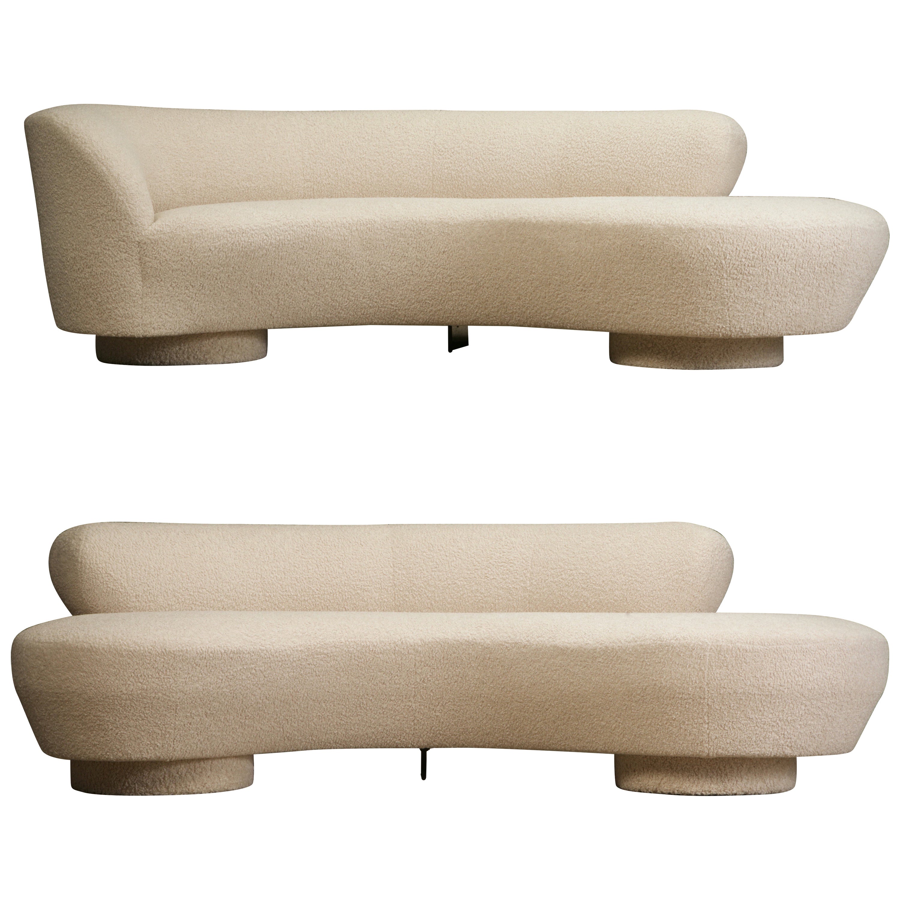 Vladimir Kagan for Directional 'Cloud' Sofas in New Nubby Bouclé, c 1980,  Signed For Sale at 1stDibs