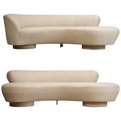 Vintage Vladimir Kagan for Directional 'Cloud' Sofas in New Nubby Bouclé, c 1980, Signed