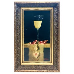 Vintage Oil on Panel, "White Wine Pomegranate Tapestry " Signed, Painting by Bert Beirne