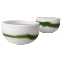 Two White Danish Handblown Bowls in Opaline glass by Michael Bang for Holmegaard