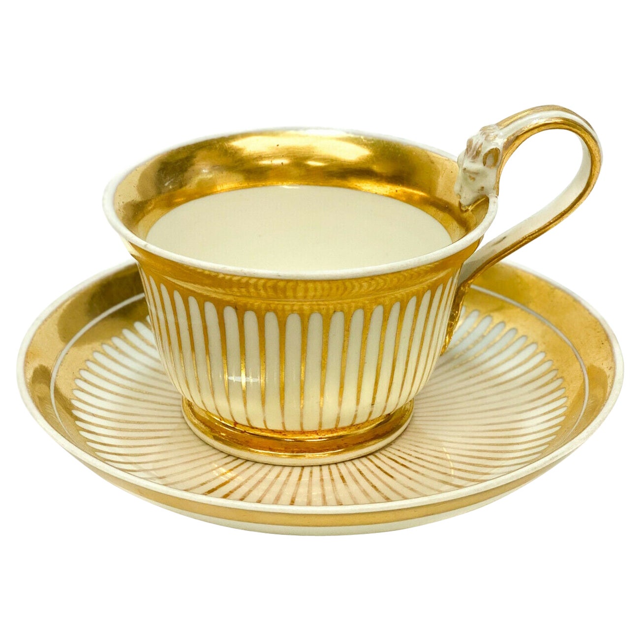 Imperial Royal Vienna Porcelain and Gilt Striped Cup & Saucer, 1821 For Sale